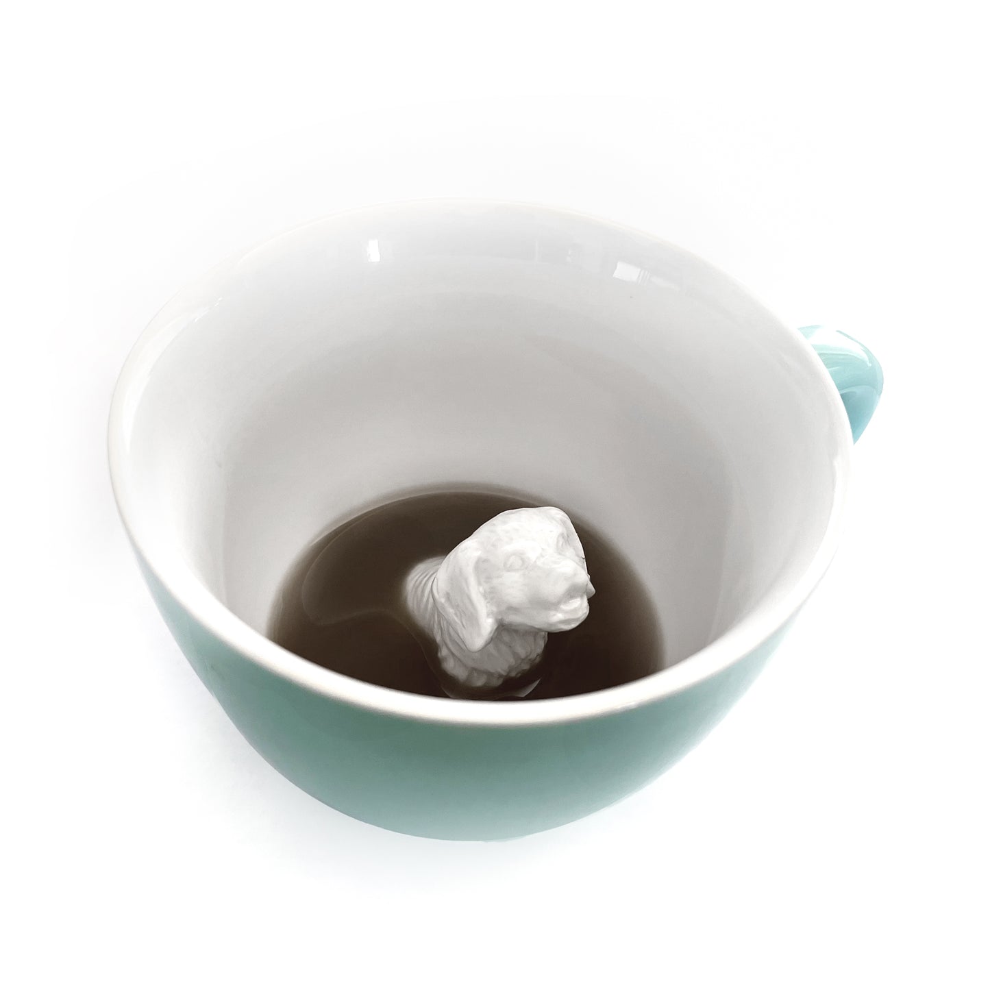 Aqua green Retriever Dog Creature Cup interior partially submerged
