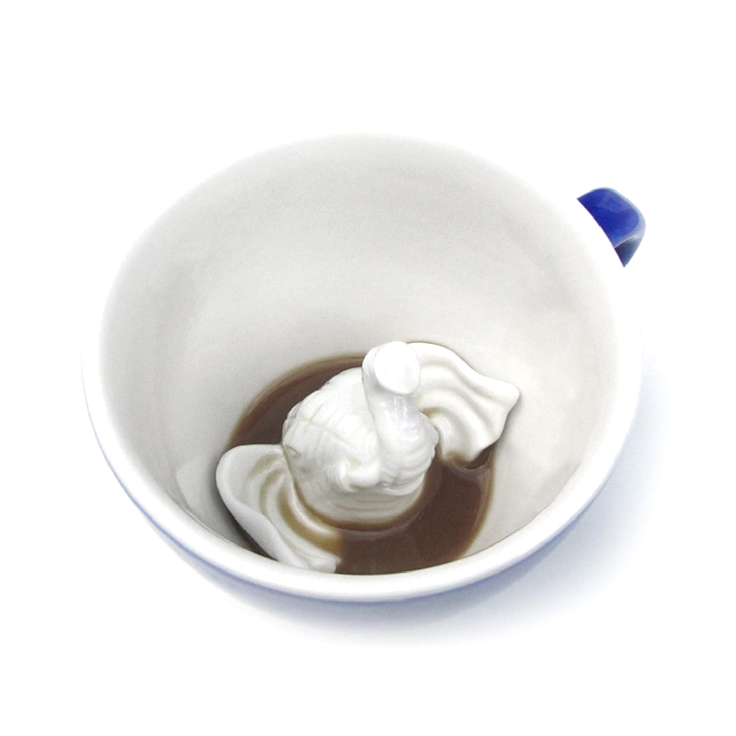 Cobalt blue Elephant Creature Cup interior partially submerged