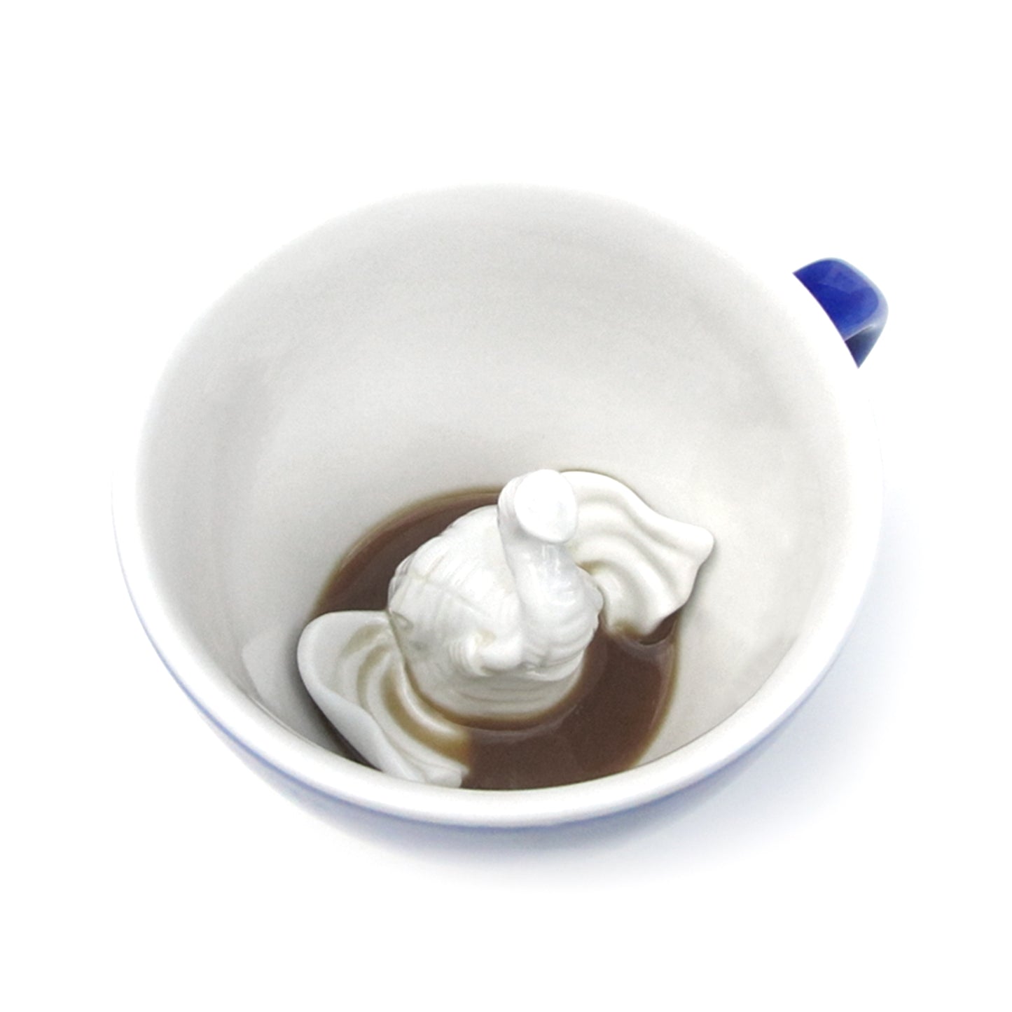 Cobalt blue Elephant Creature Cup interior partially submerged