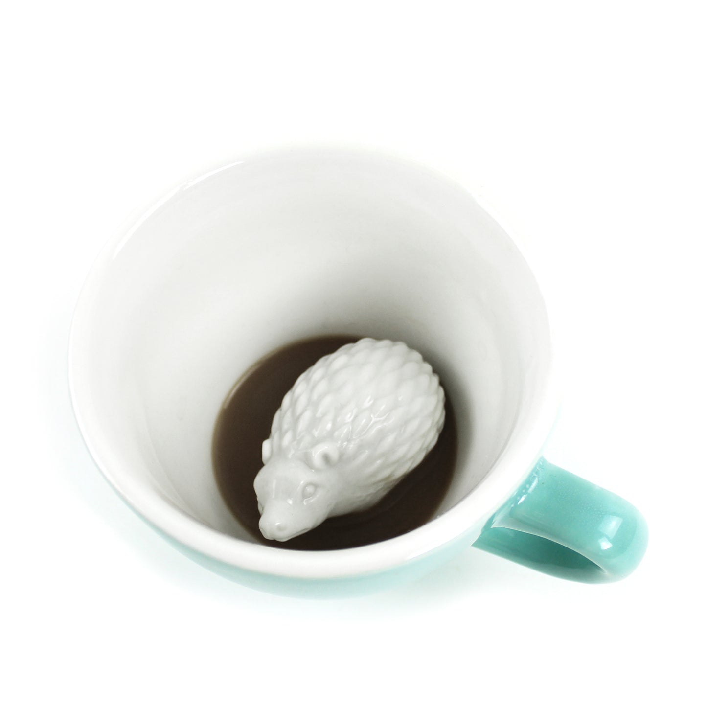 Aqua green Hedgehog Creature Cup interior partially submerged