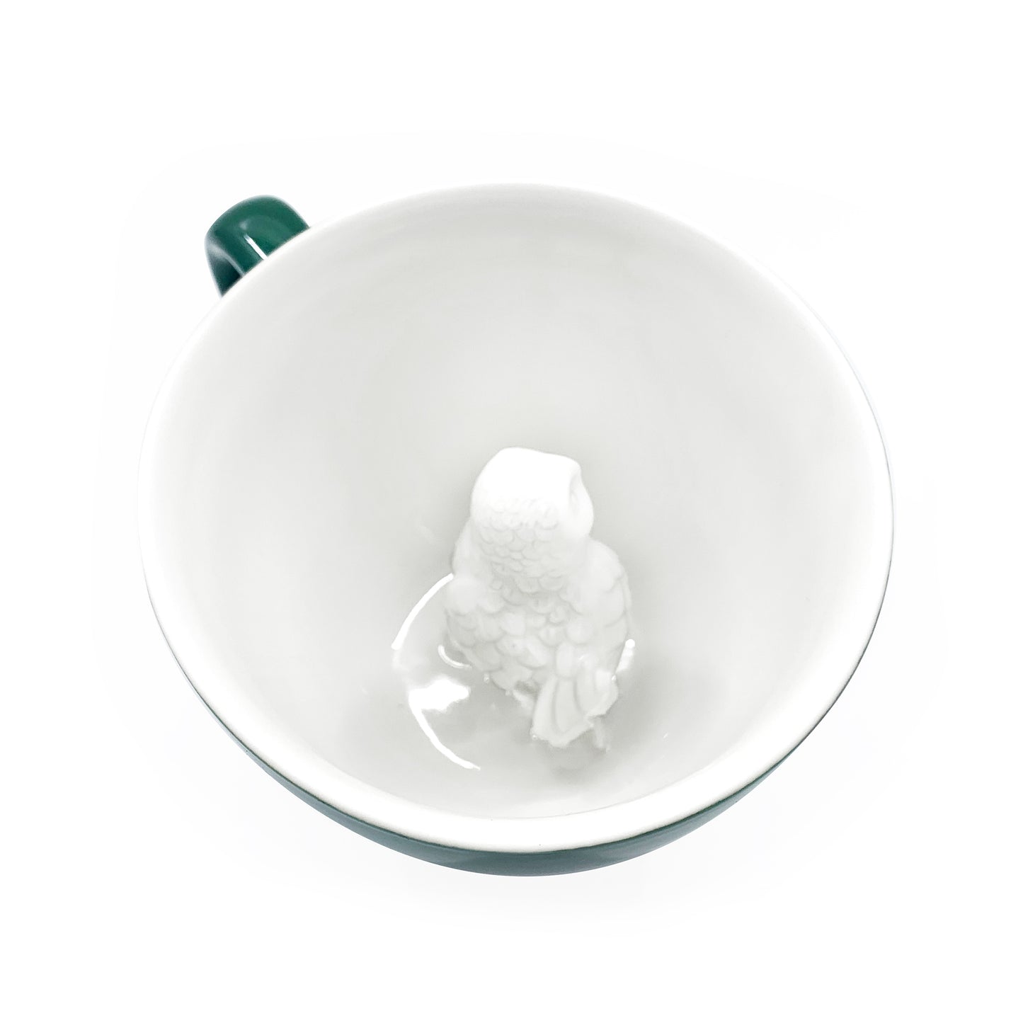 Emerald green Owl Creature Cup interior showing backside of owl