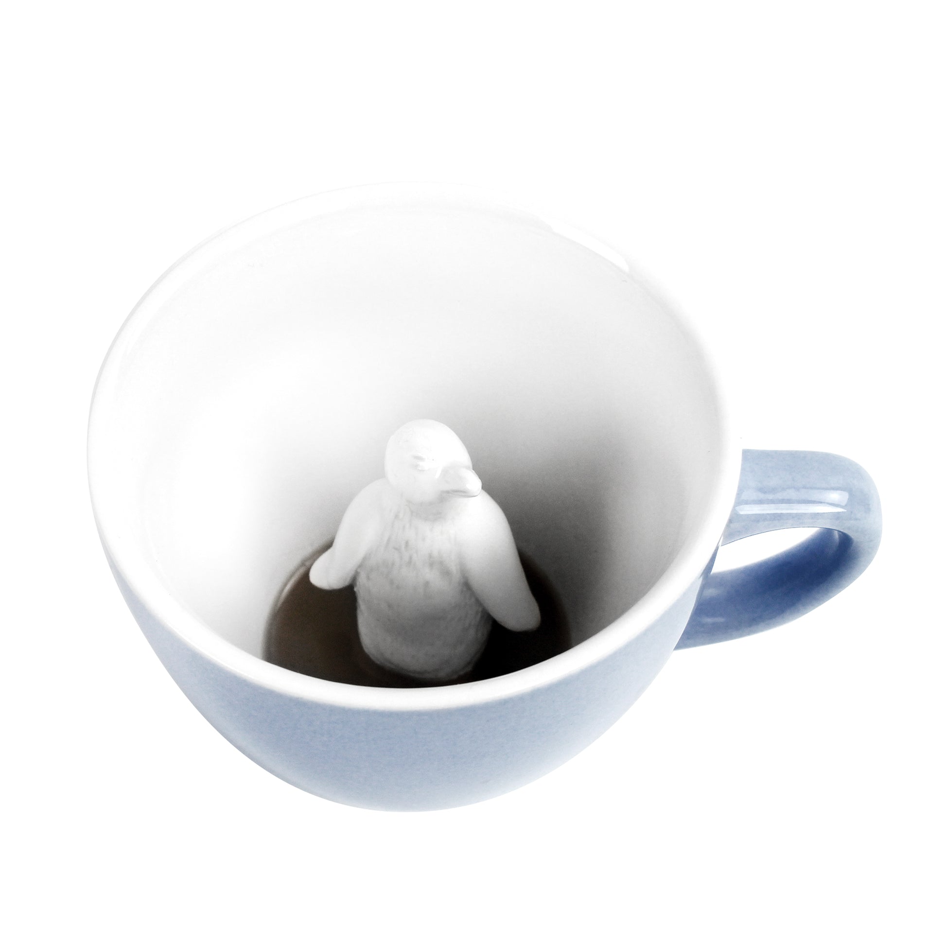 Ice blue penguin Creature Cup interior partially submerged