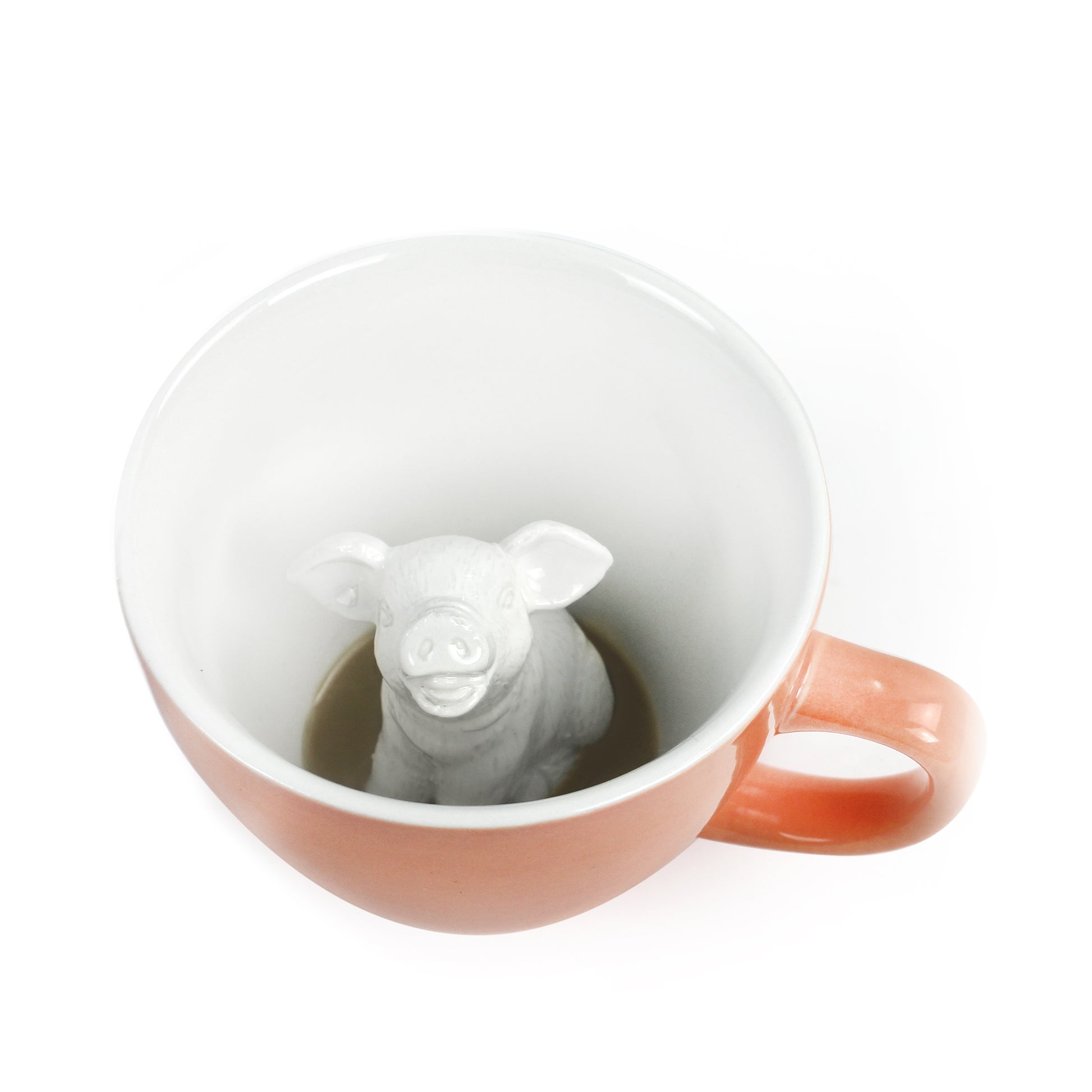 Peach Pig Creature Cup interior partially submerged
