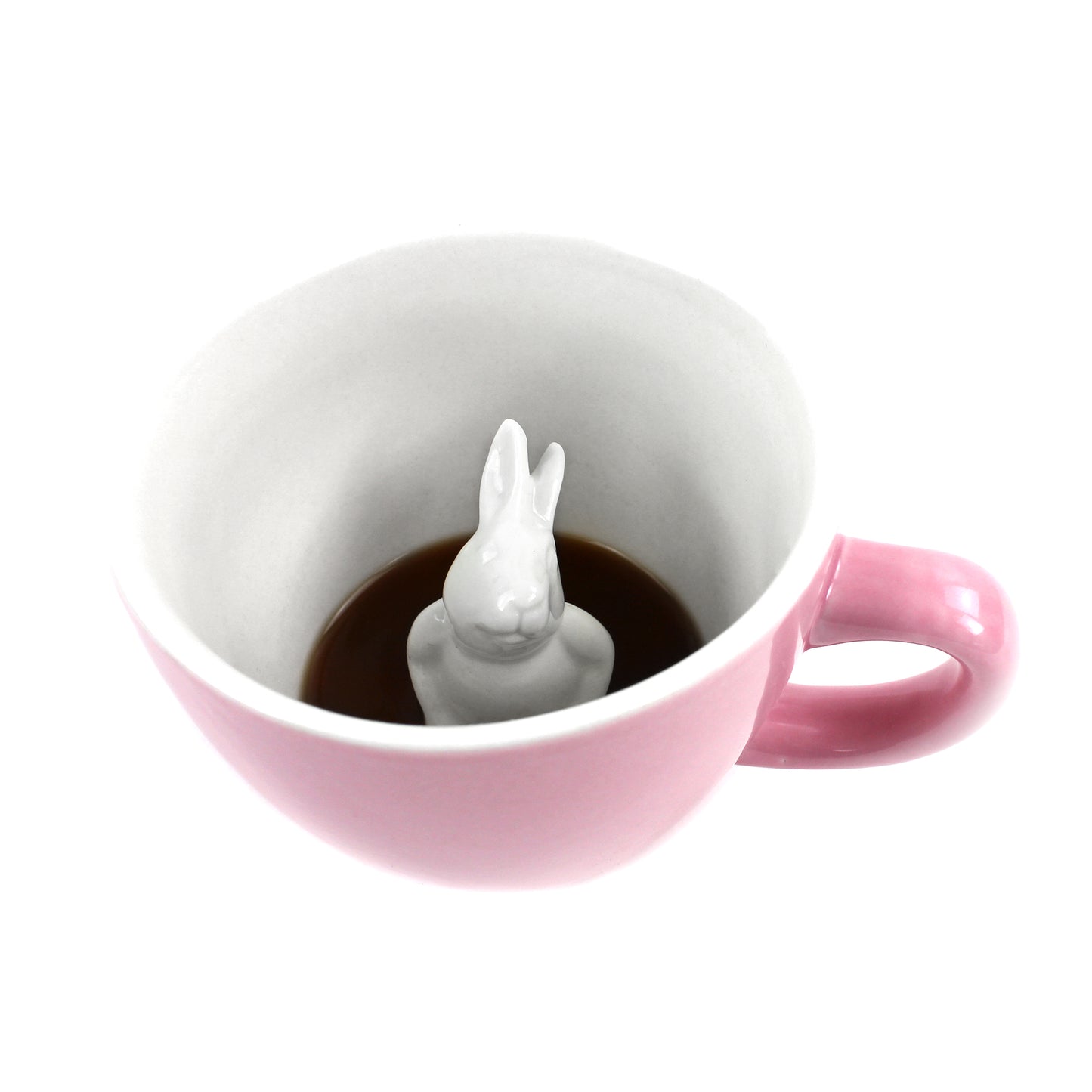 Blush pink rabbit Creature Cup interior partially submerged