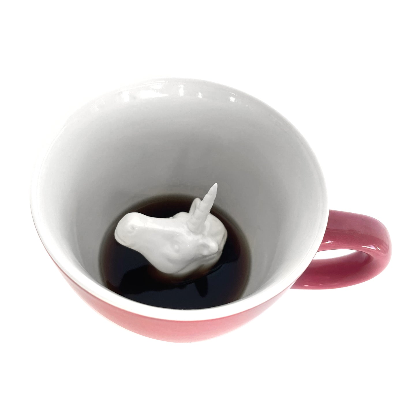 Bubblegum pink Unicorn Creature Cup interior partially submerged
