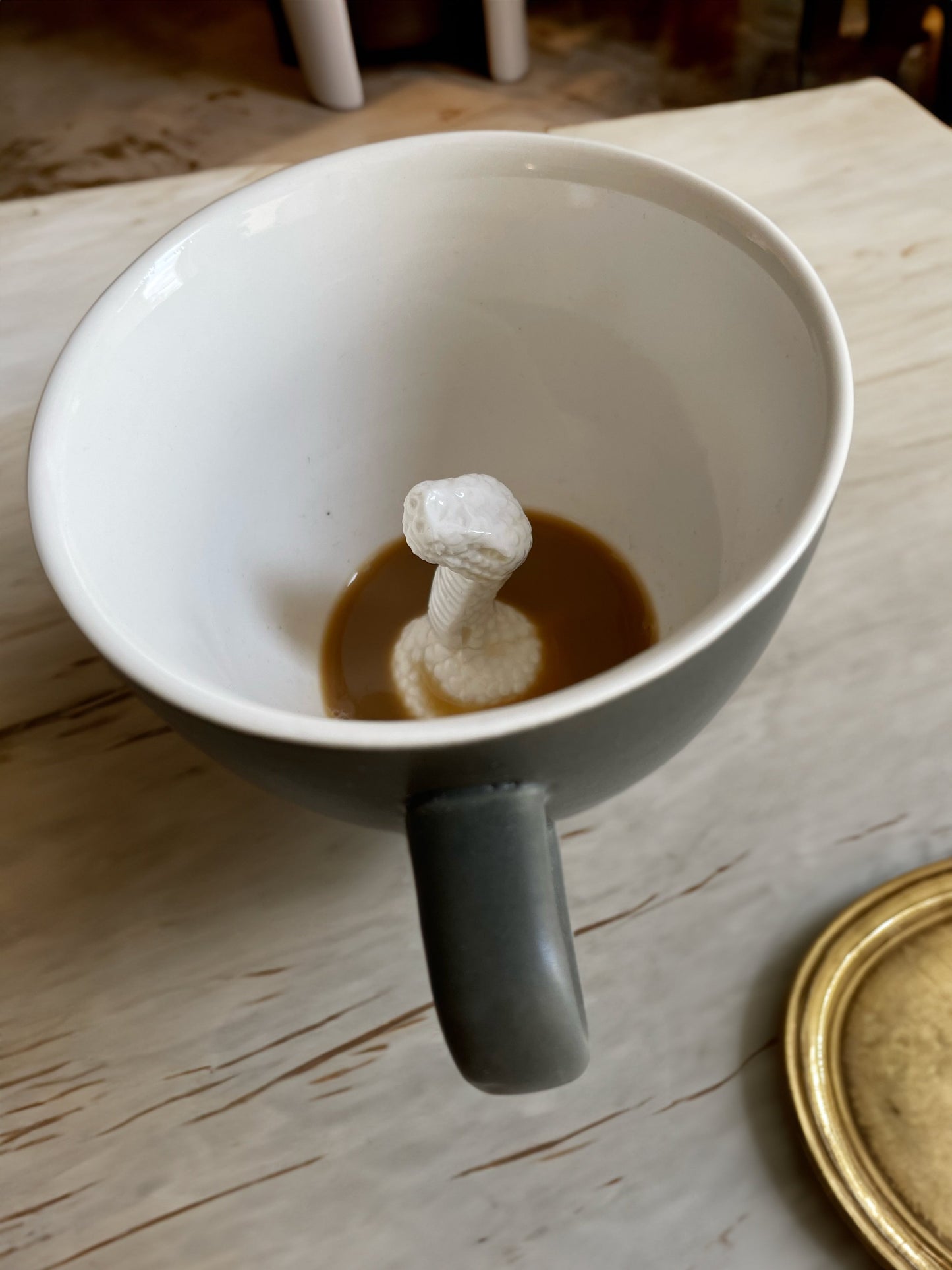 Python Snake at the bottom of the coffee mug