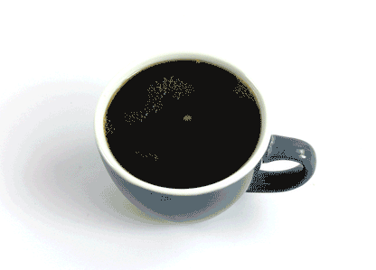 Creature Cup showing coffee slowly disappearing,  revealing a sea otter