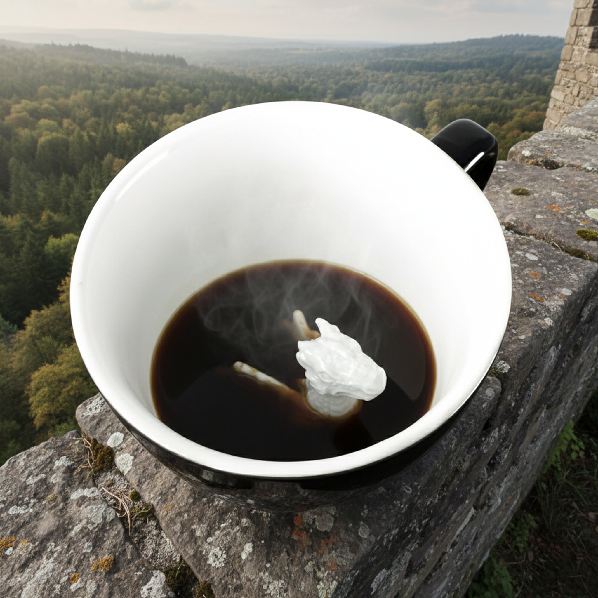 ドラゴンと鳥の絵柄の陶器カップ Dragon | Creature Cups® – Every sip reveals a friend