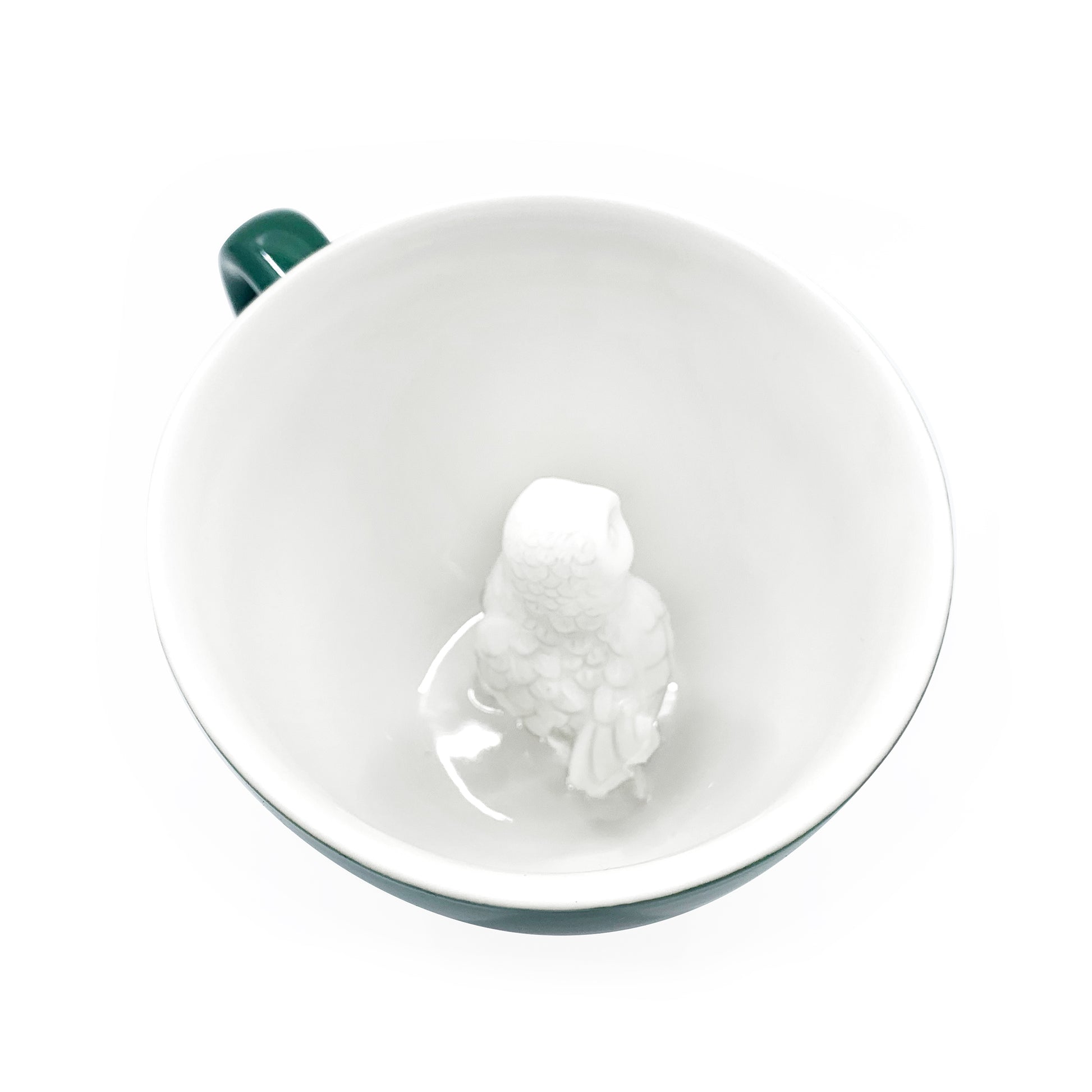Emerald green Owl Creature Cup interior showing backside of owl
