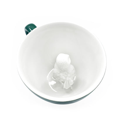 Emerald green Owl Creature Cup interior showing backside of owl