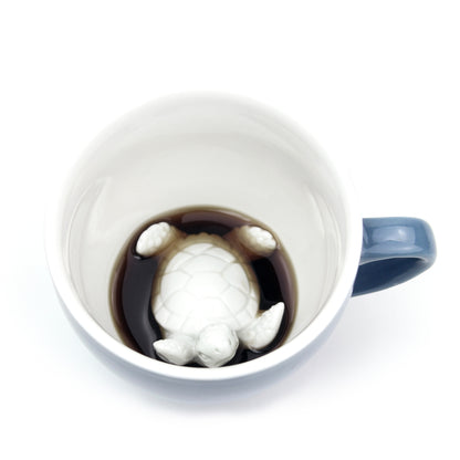 Pale Blue Turtle Creature Cup interior submerged