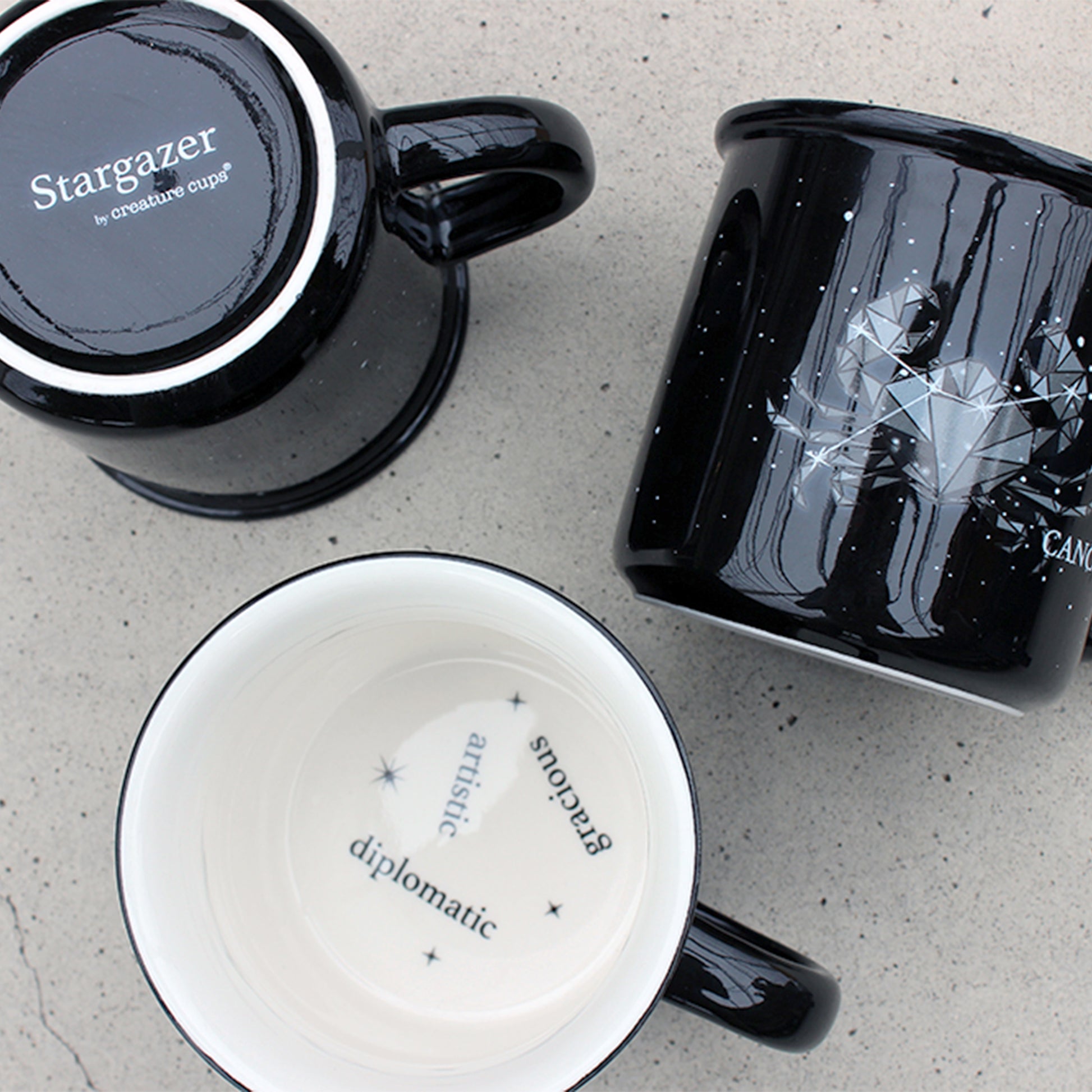 Stargazer camp mugs at different angles