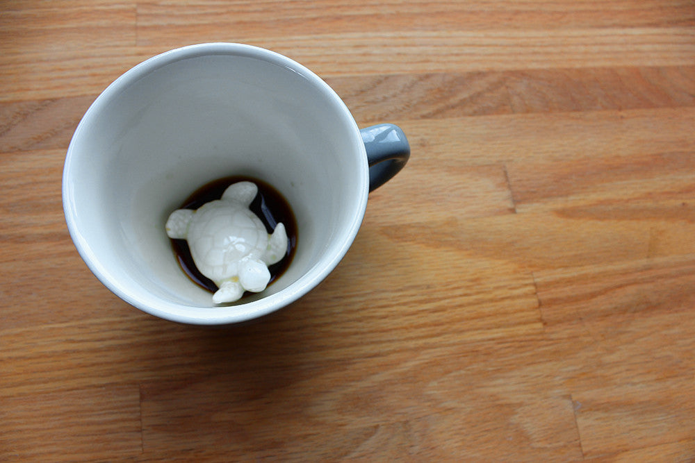 Creature Cups Hidden Manatee 11oz. Wedgewood Blue Ceramic Coffee or Tea Mug  