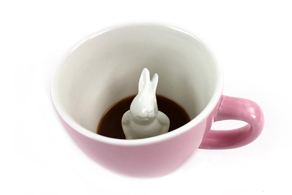 Creature Cups Hidden Rabbit 11 oz. Pink Ceramic Coffee/Tea Mug